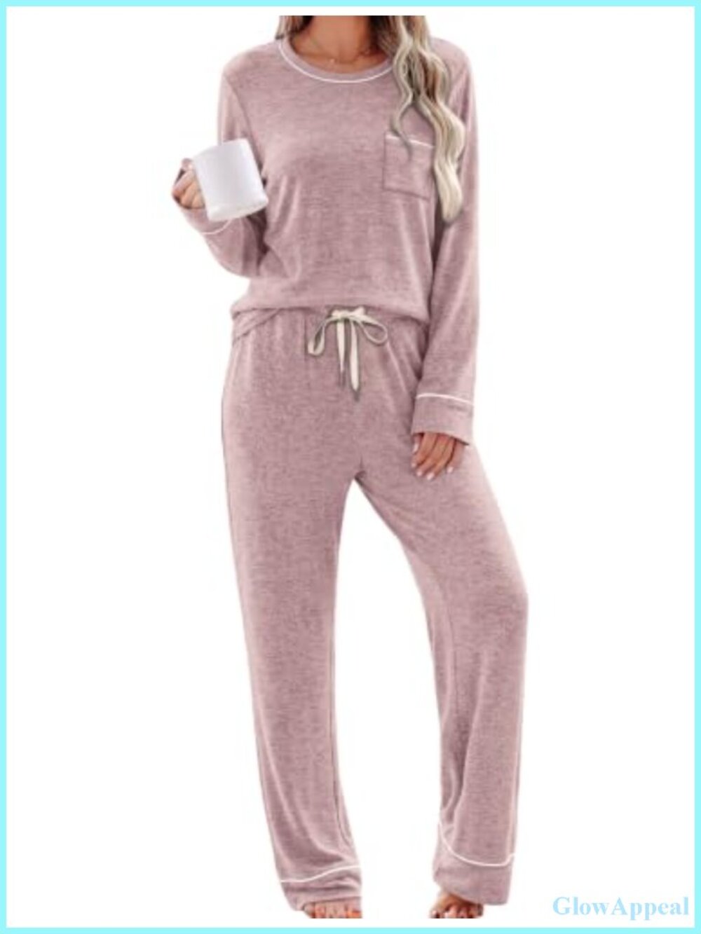 Women's Pajama Set Soft Long Sleeve Two Piece Lounge Set Wide Leg Pants